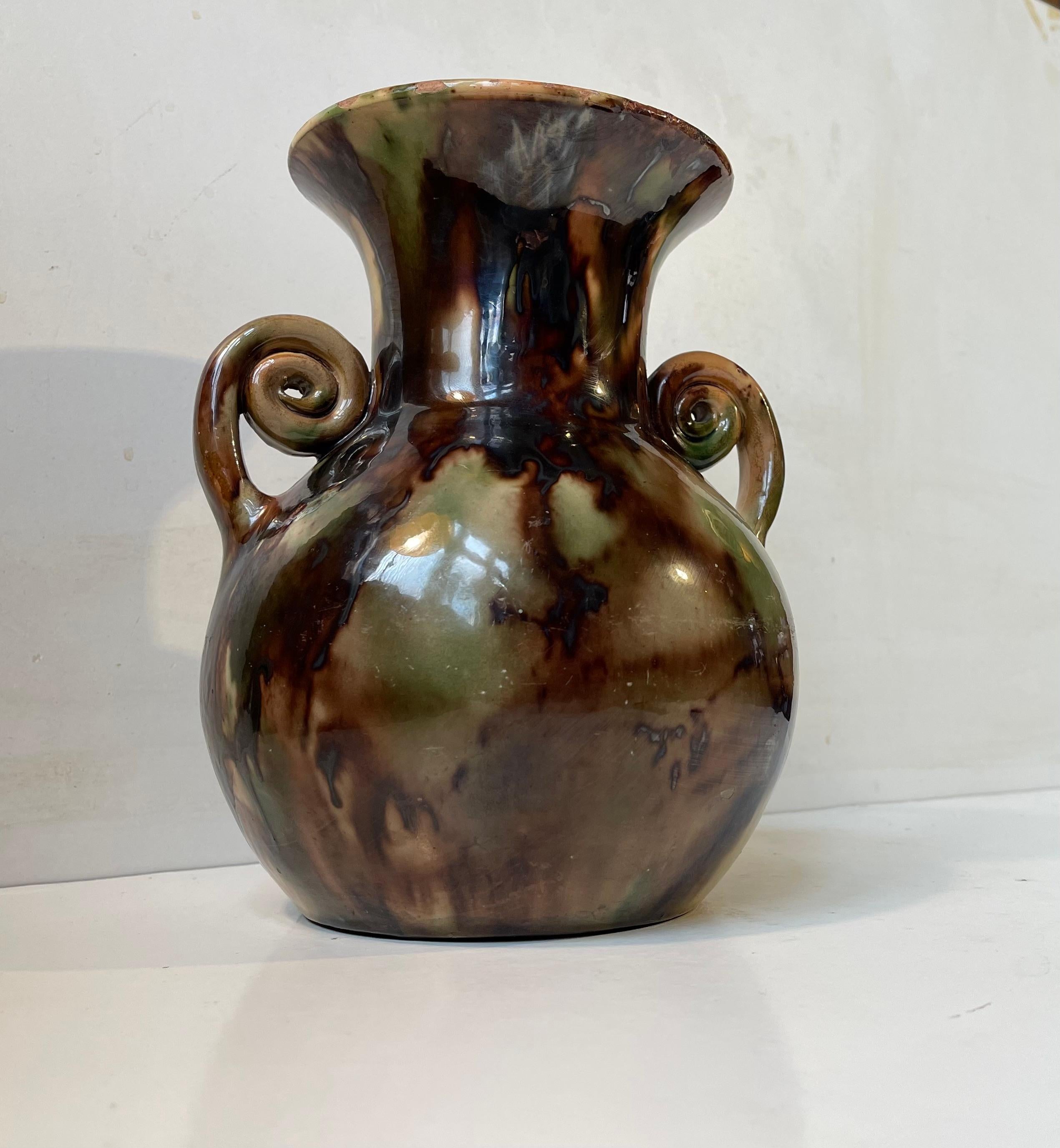 Smaltato Vaso in ceramica Art Deco Glaze Camouflage di Michael Andersen & Son in vendita