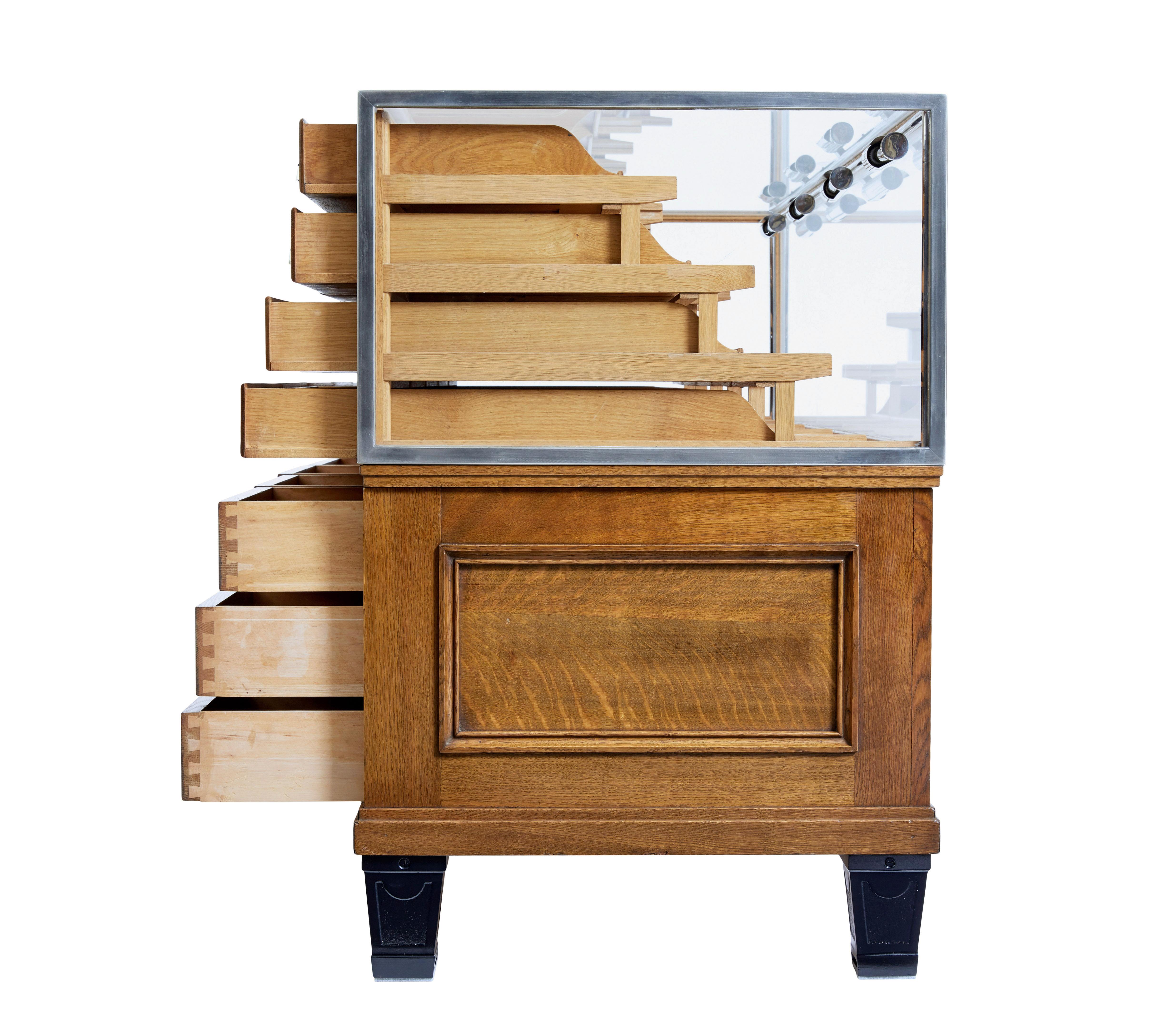 Art Deco Glazed and Oak Haberdashery Cabinet 1