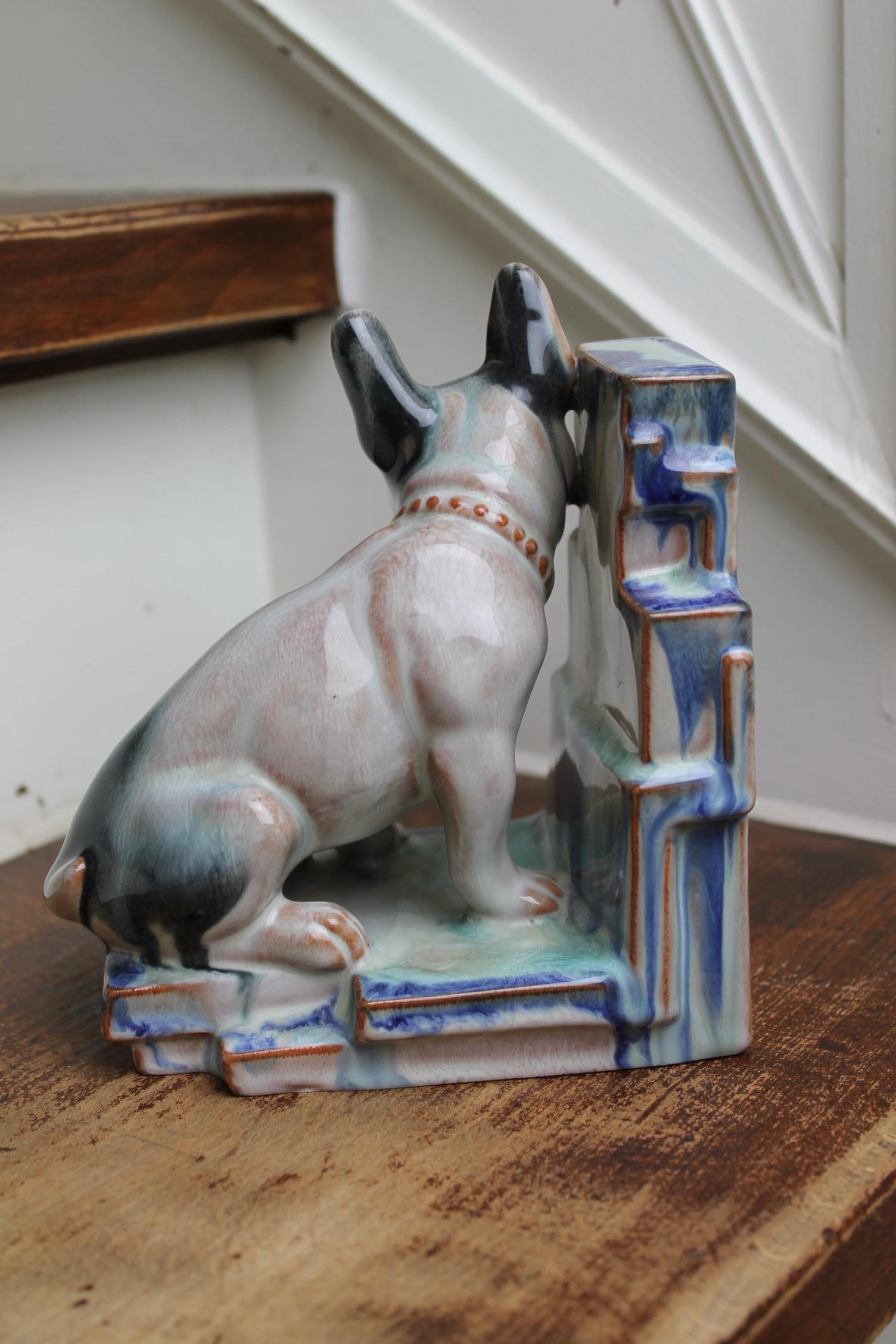 Art Deco Glazed Bulldog Figurine, Bookend 3