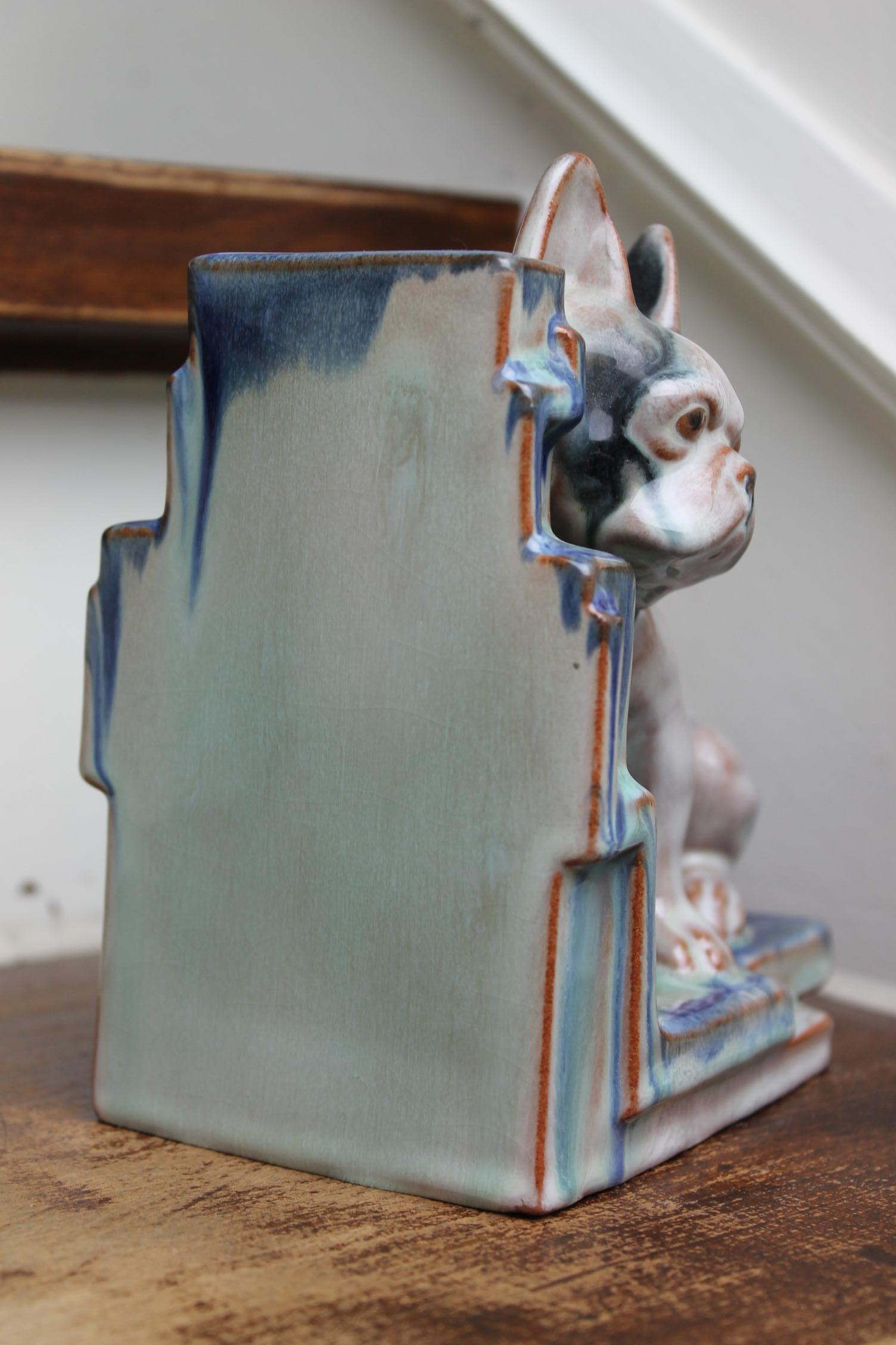 Art Deco Glazed Bulldog Figurine, Bookend 5