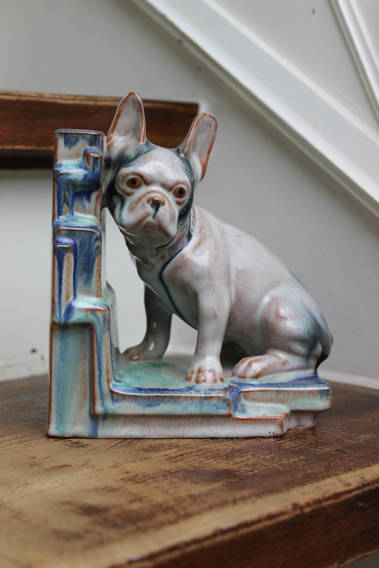 Art Deco Glazed Bulldog Figurine, Bookend 6