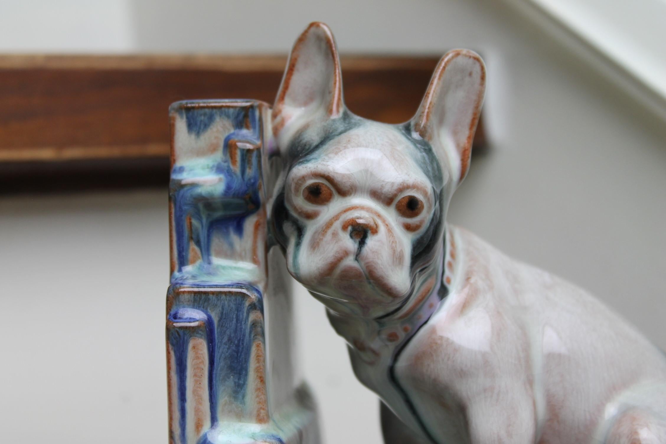 Art Deco Glazed Bulldog Figurine, Bookend 8