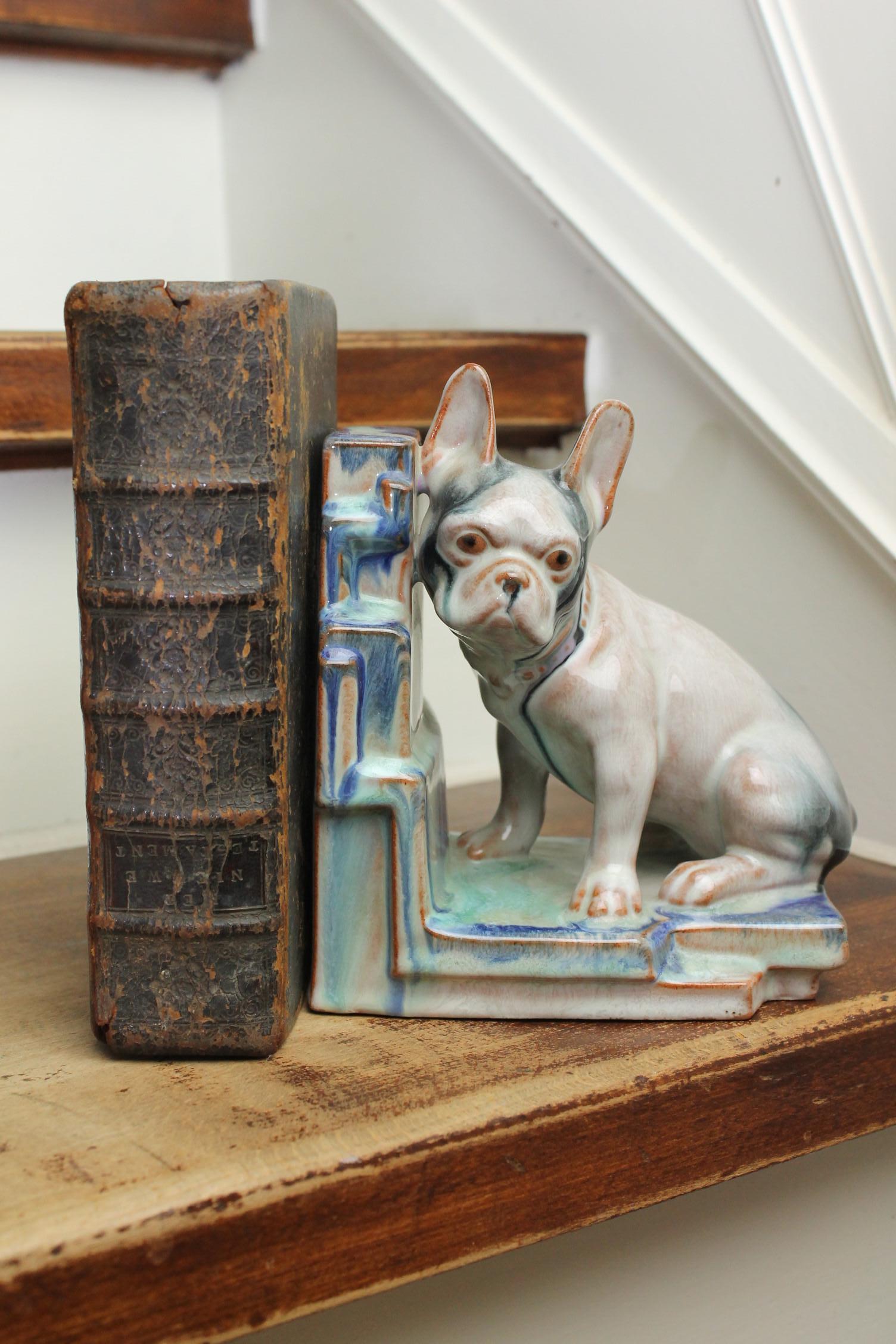 Art Deco Glazed Bulldog Figurine, Bookend 10