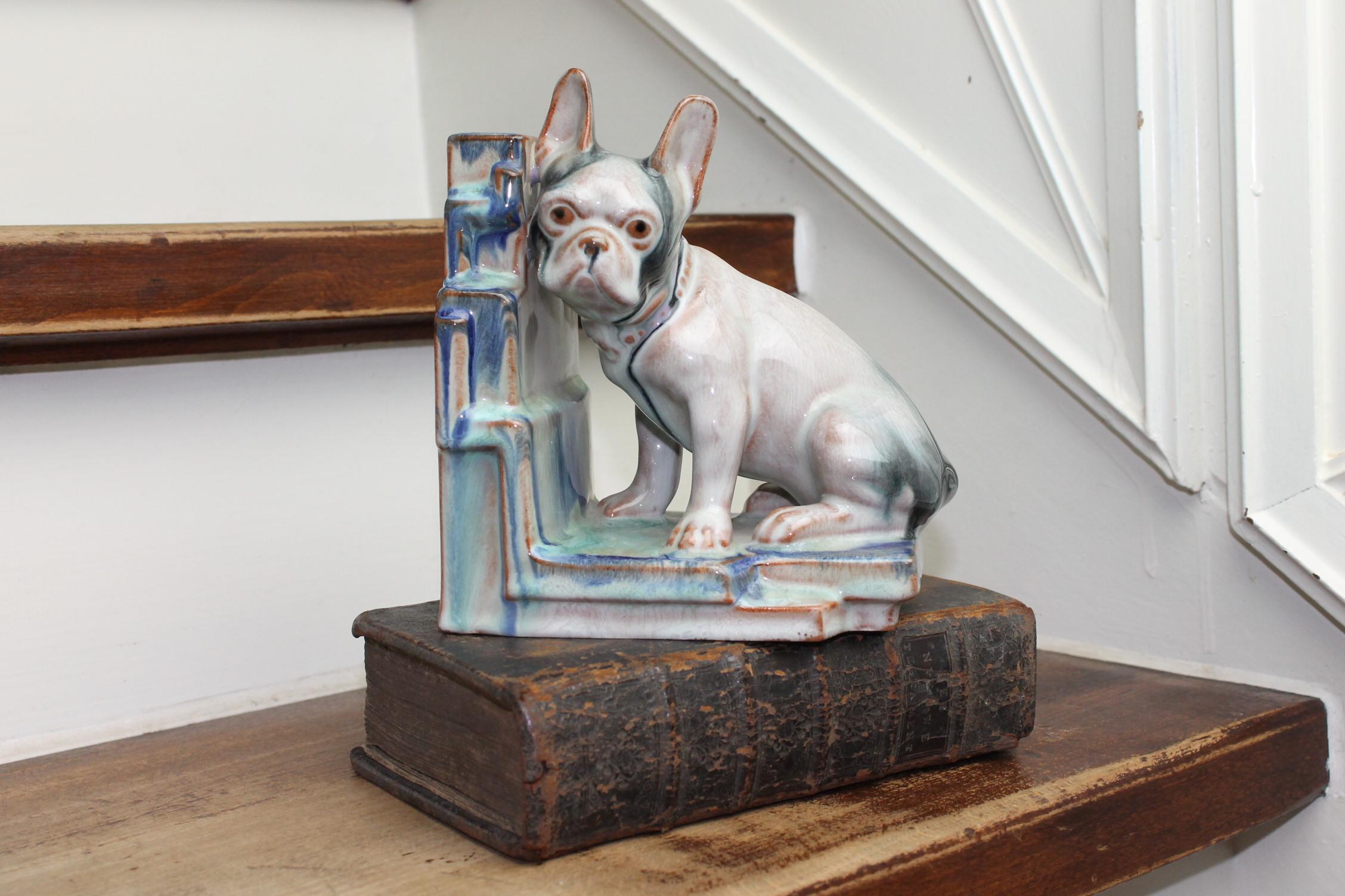 Art Deco Glazed Bulldog Figurine, Bookend 11
