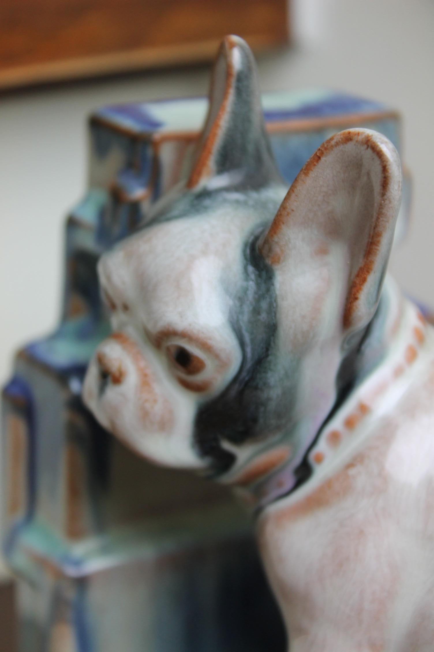 20th Century Art Deco Glazed Bulldog Figurine, Bookend
