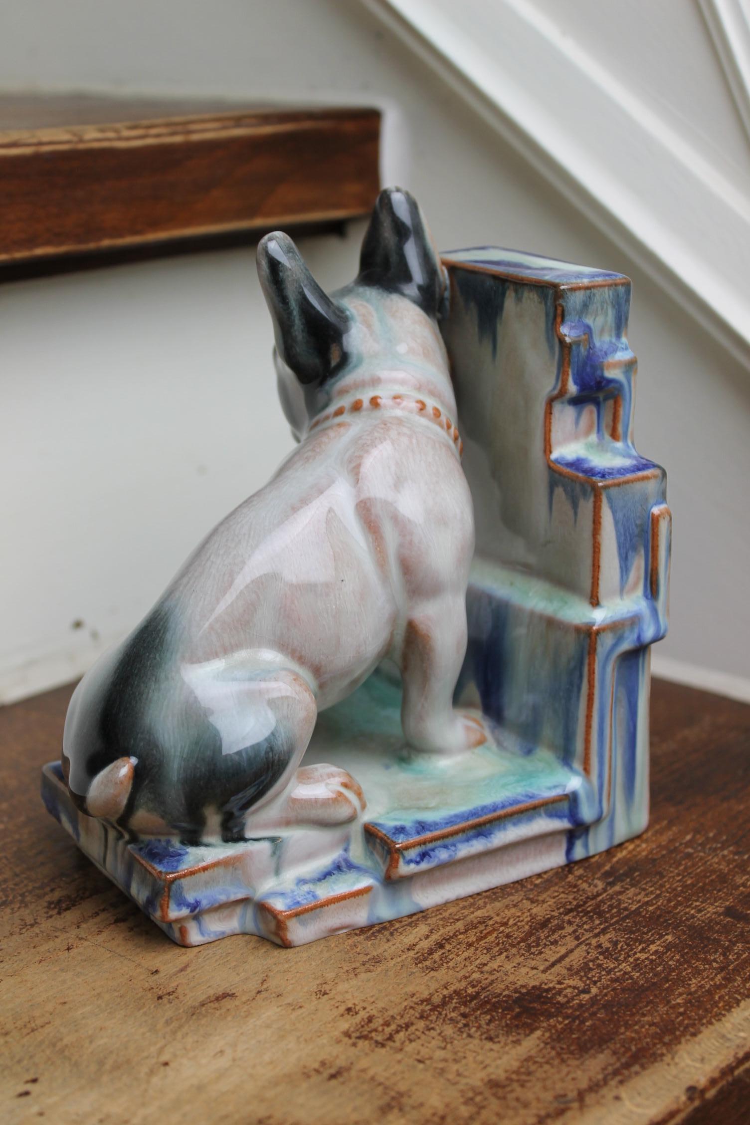 Art Deco Glazed Bulldog Figurine, Bookend 1