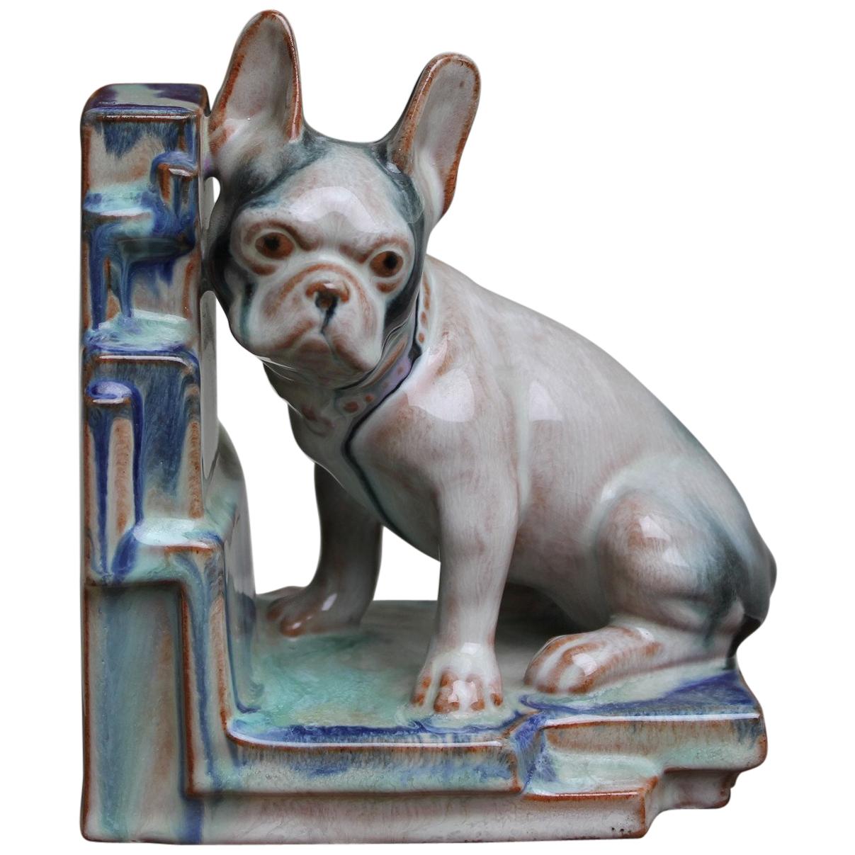 Art Deco Glazed Bulldog Figurine, Bookend