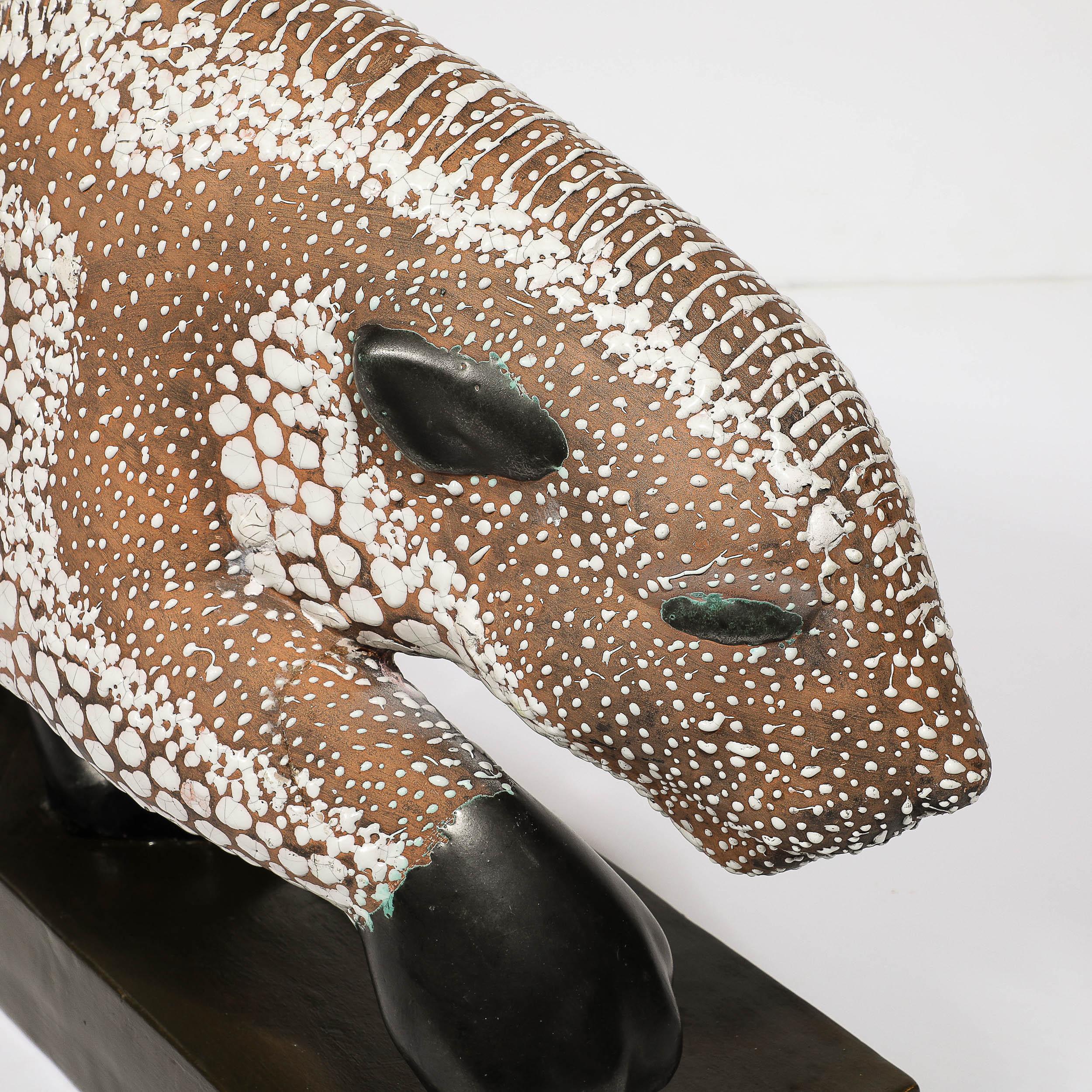 Sculpture de panthère en céramique émaillée Art déco signée E. Pierre pour Atelier Primavera en vente 5