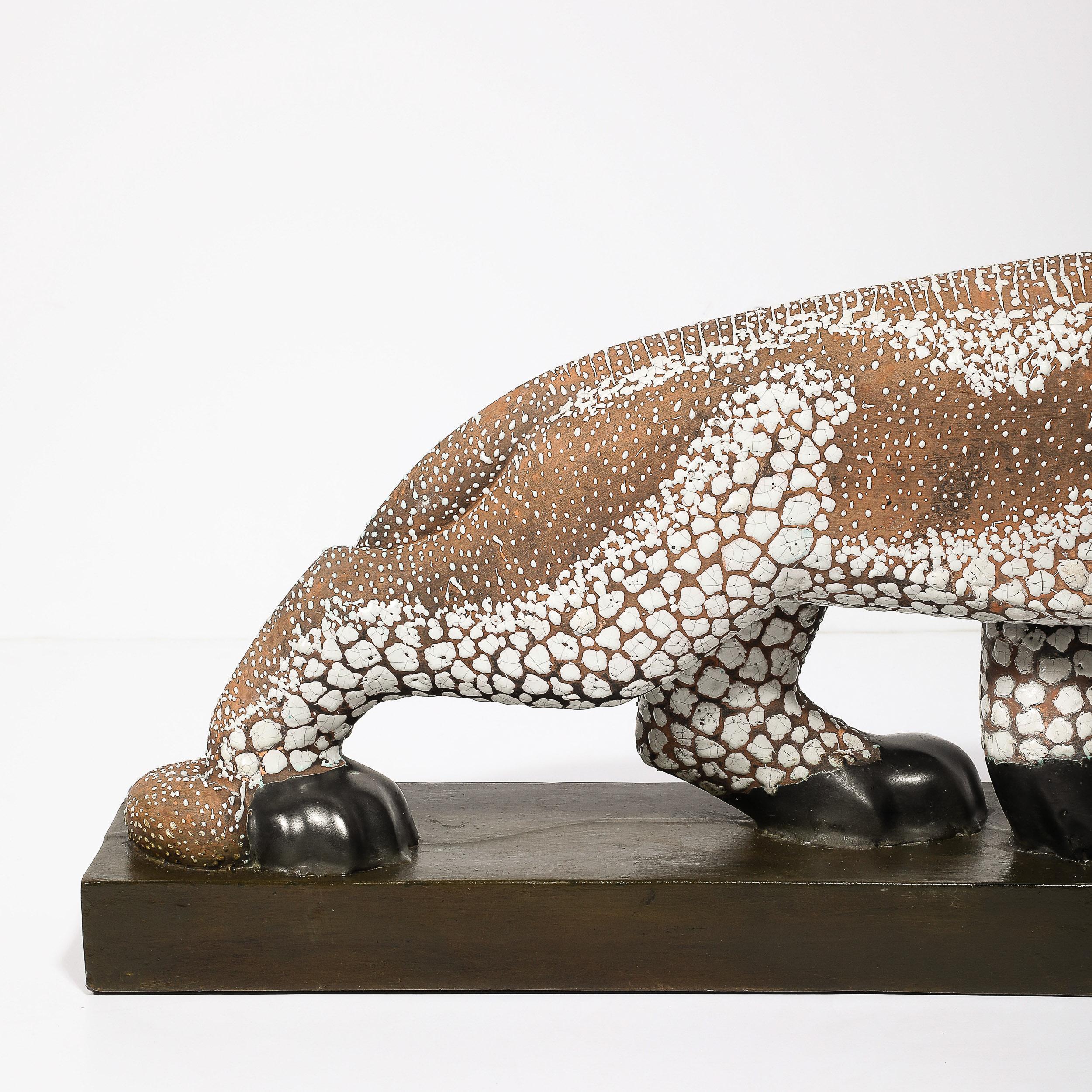 Sculpture de panthère en céramique émaillée Art déco signée E. Pierre pour Atelier Primavera en vente 8