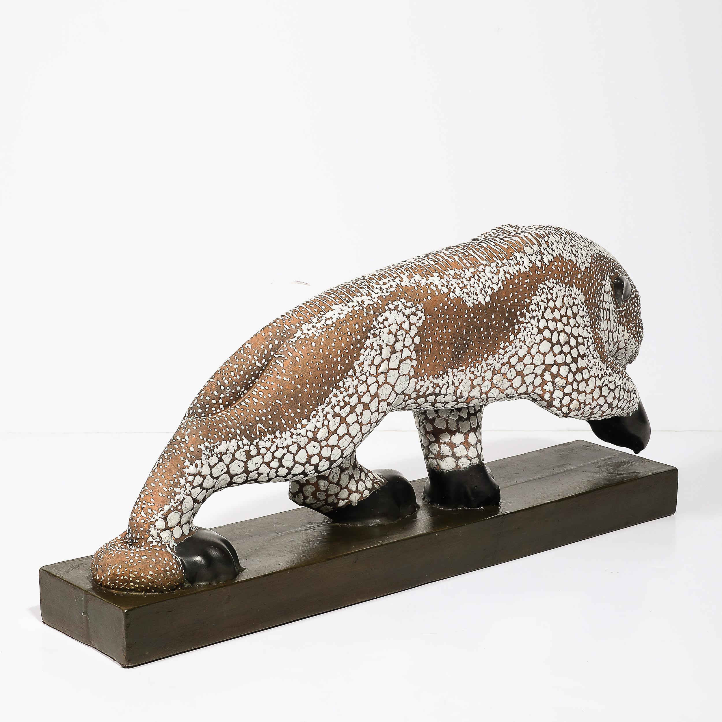Sculpture de panthère en céramique émaillée Art déco signée E. Pierre pour Atelier Primavera en vente 9