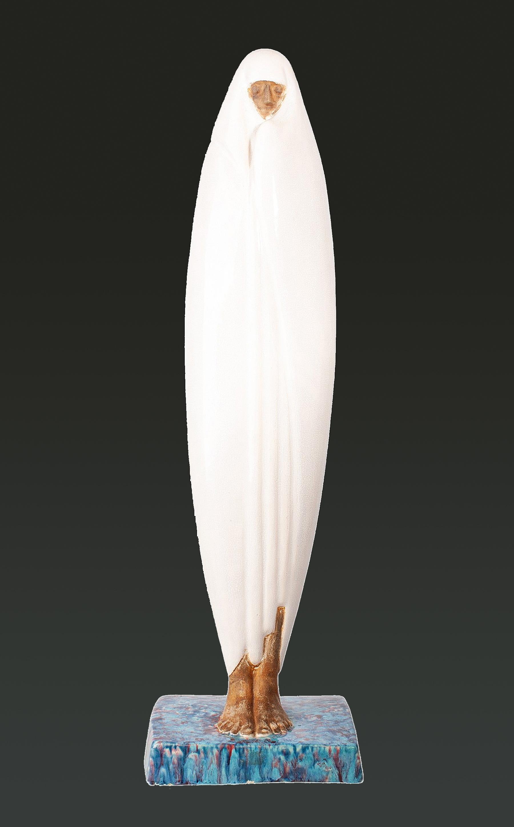 Art Deco Art Déco Glazed Ceramic Sculpture 'Femme de Marrakech' by Céline Lepage, France For Sale