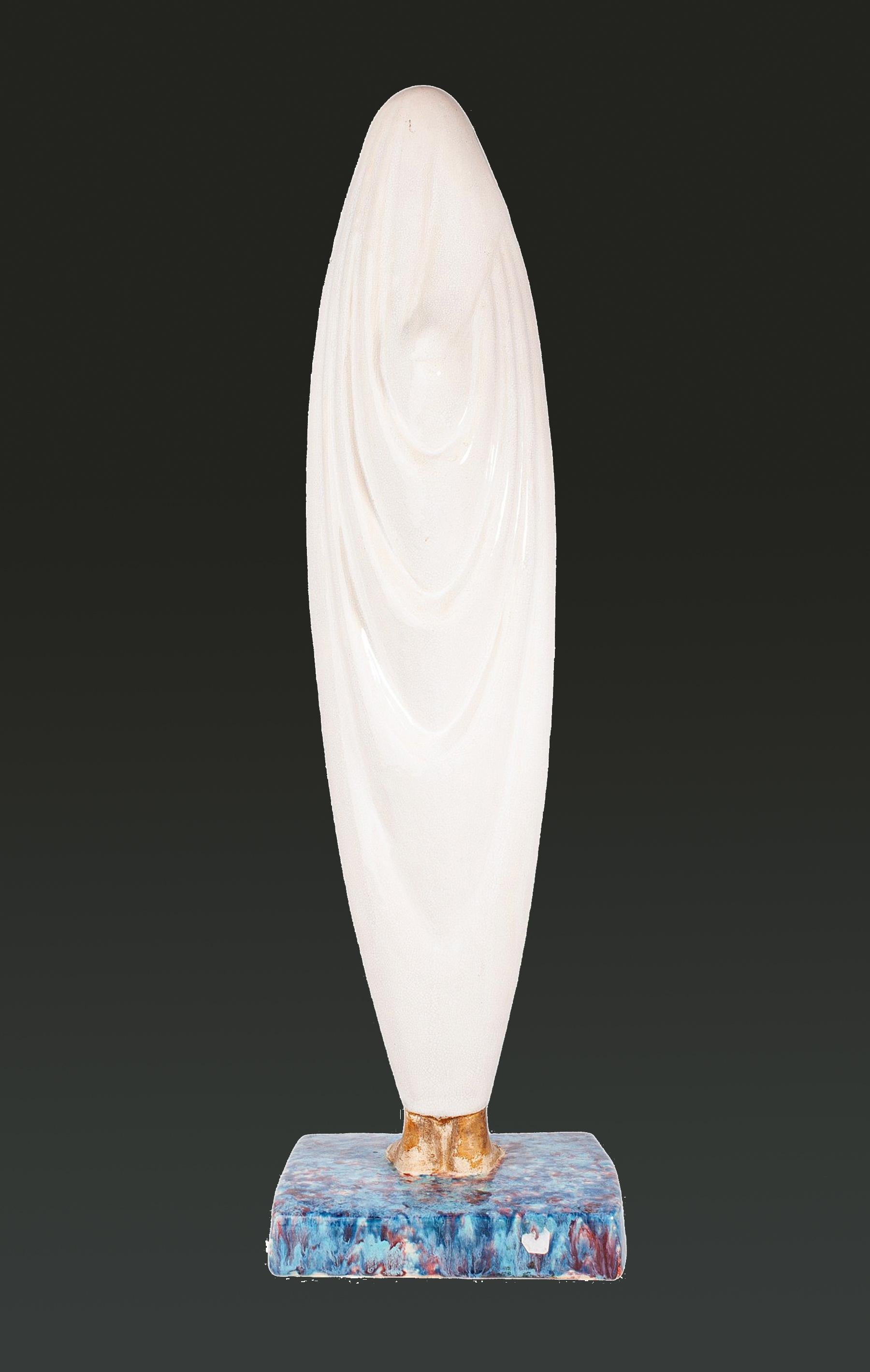 Cast Art Déco Glazed Ceramic Sculpture 'Femme de Marrakech' by Céline Lepage, France For Sale