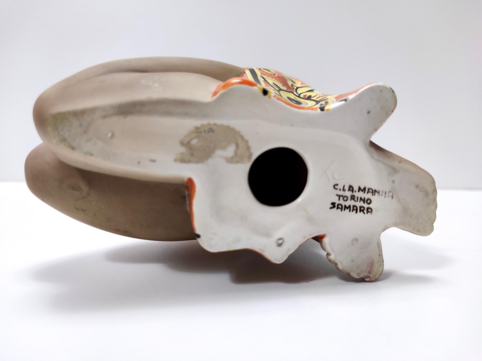 Glasierte Keramik-Frauenfigur im Art déco-Stil von Cia Manna Mod „Samara“, Turin, Italien im Angebot 9
