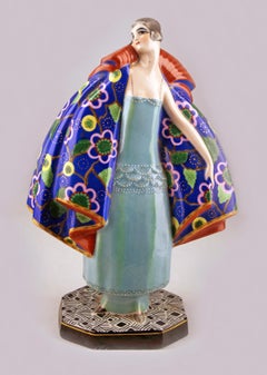 Art Déco Glazed French Porcelain Figurine of a Woman by Saint-Amand-Et-Hamage
