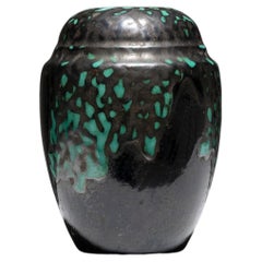 Jarrón de cerámica esmaltada Art Déco, CAB Primavera, años 30