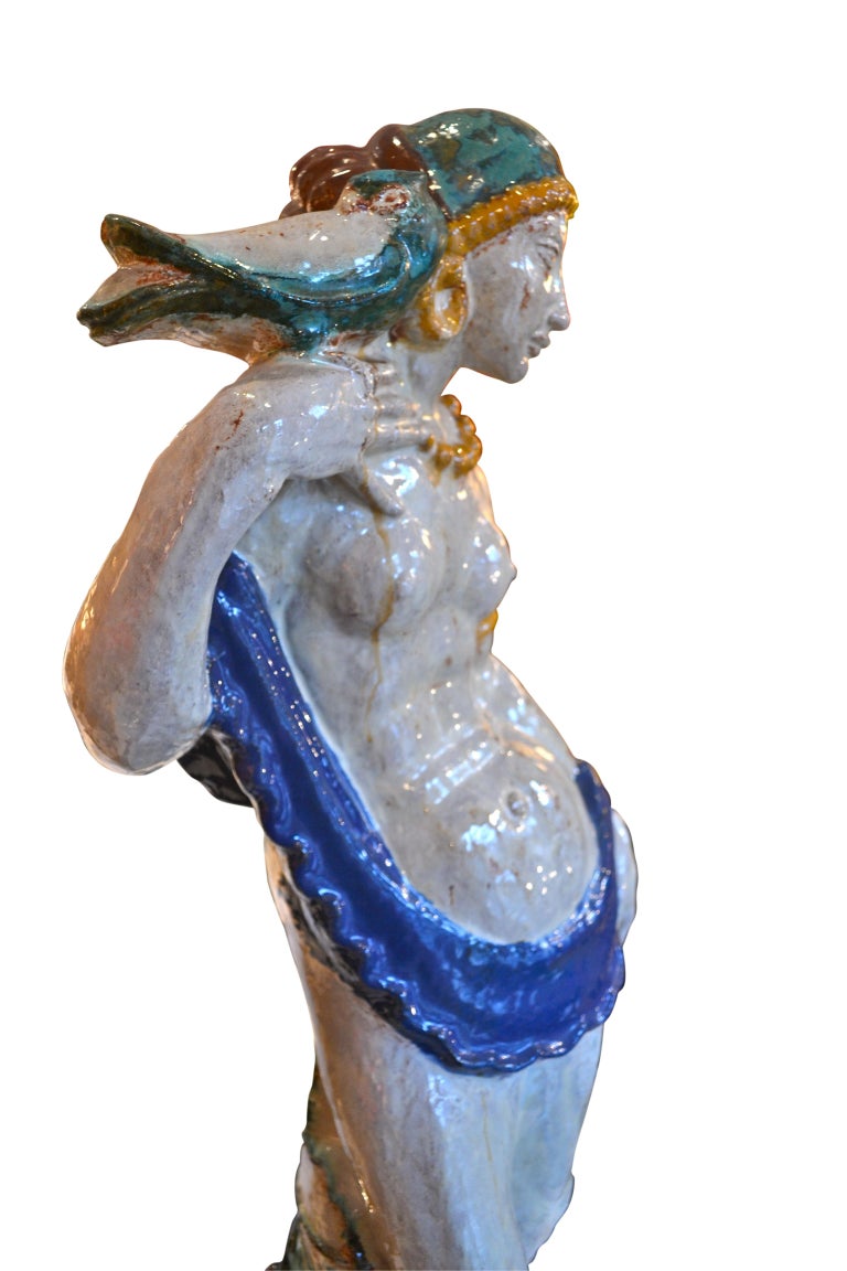 Art Deco Glazed Terracotta Statue For Sale at 1stDibs