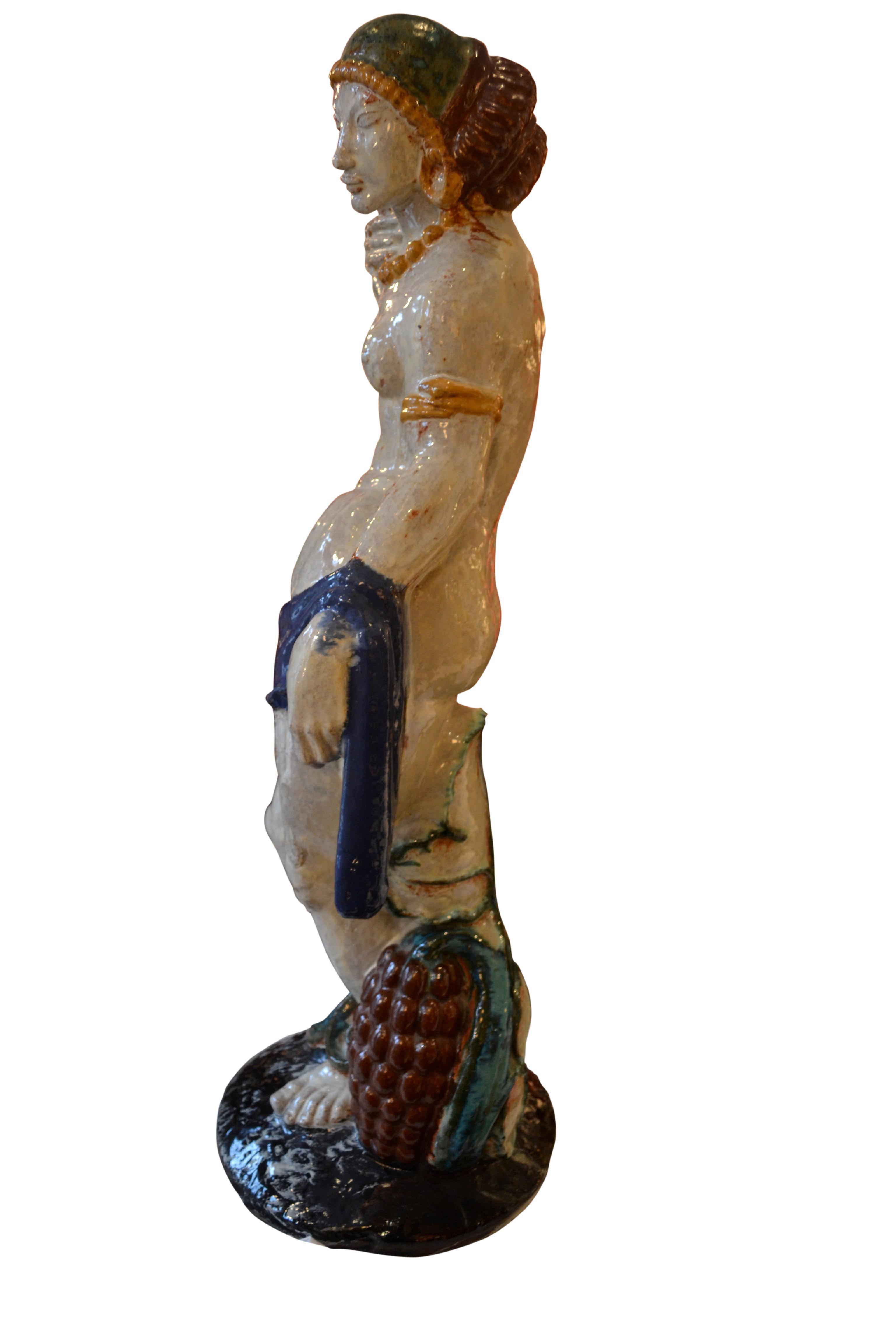 Art Deco Glazed Terracotta Statue 4