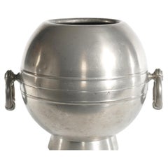 Art Deco Globe Pewter Vase with Handles by GAB, Sweden, 1920's
