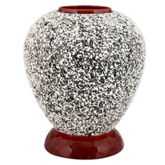 Art Deco Globular Ceramic Vase with Textured Glaze Paul Milet for Sèvres, 1930