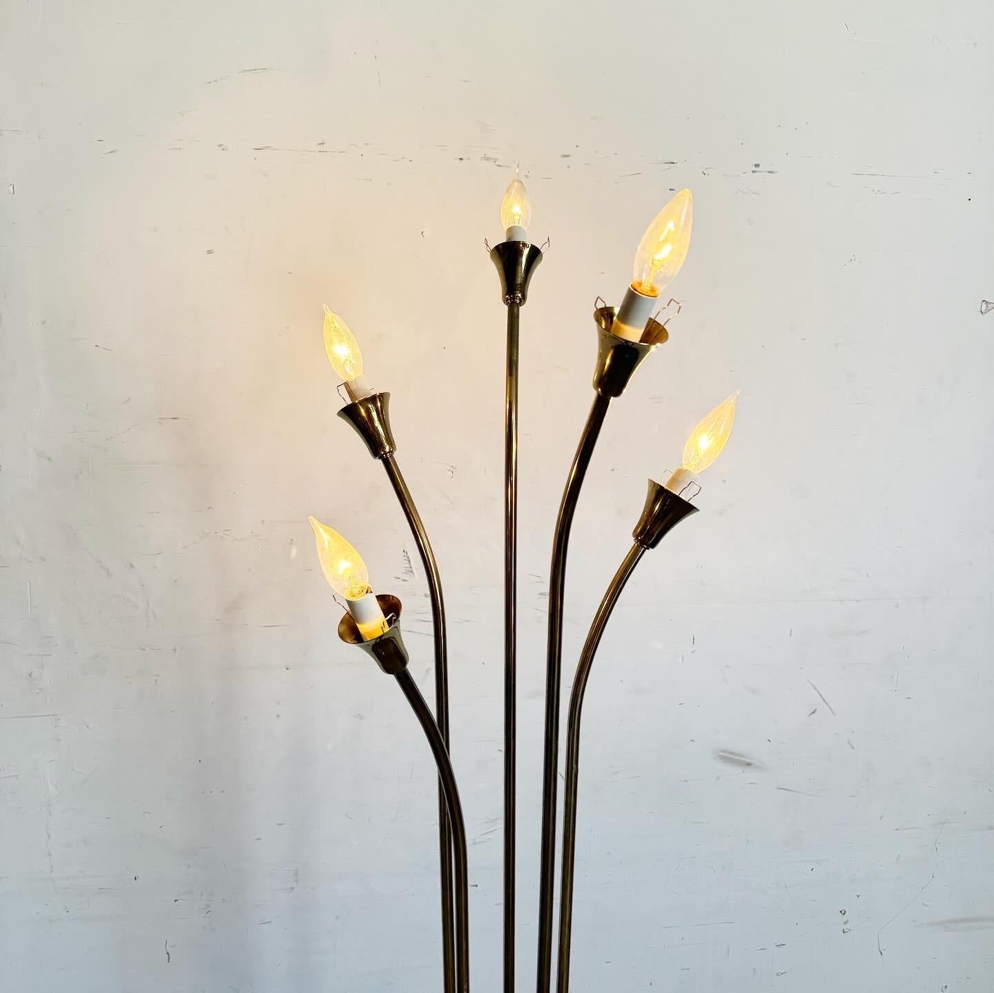 Art Deco Gold und Blumenschirm Stehlampe - 5 Lights (amerikanisch)