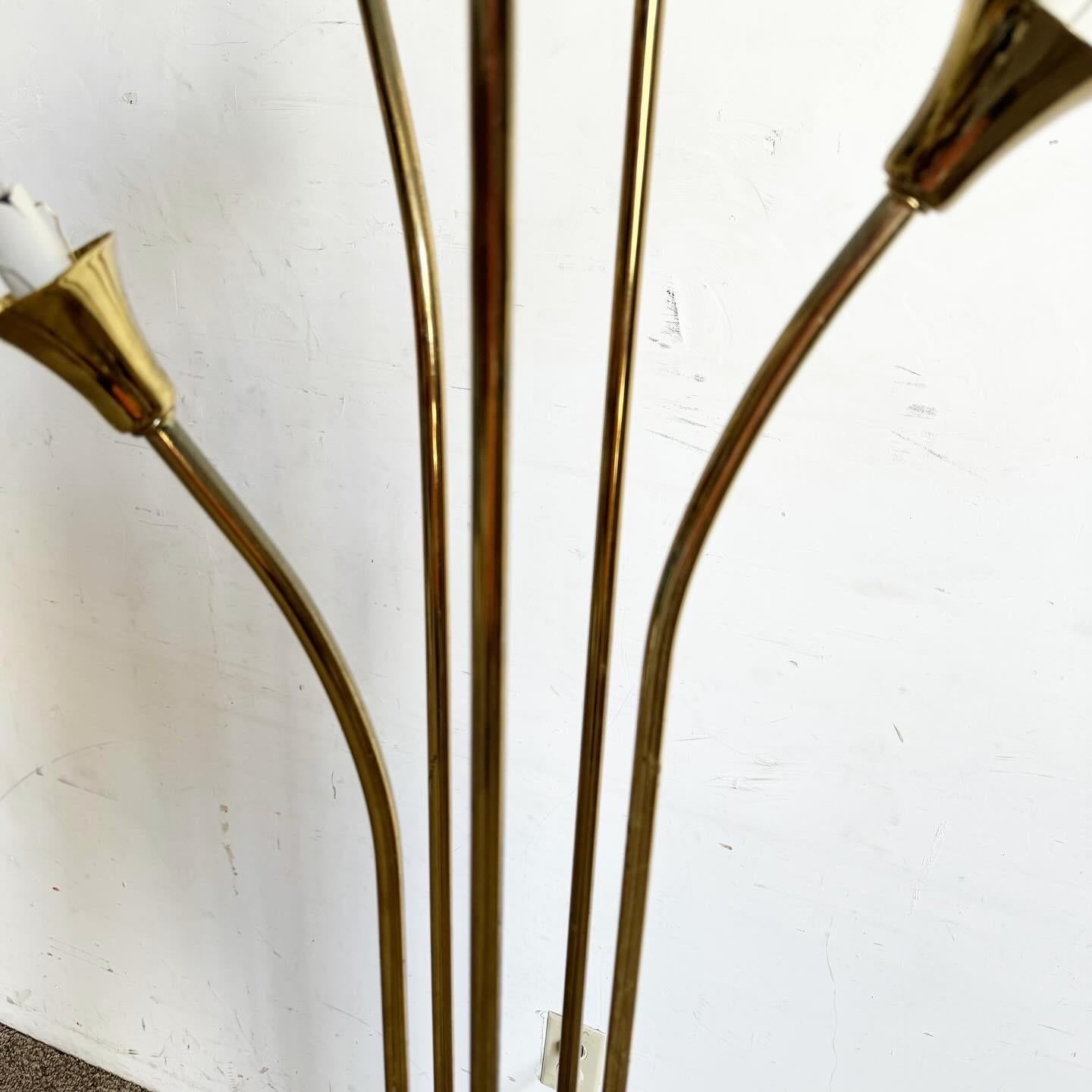 Art Deco Gold und Blumenschirm Stehlampe - 5 Lights im Zustand „Gut“ in Delray Beach, FL