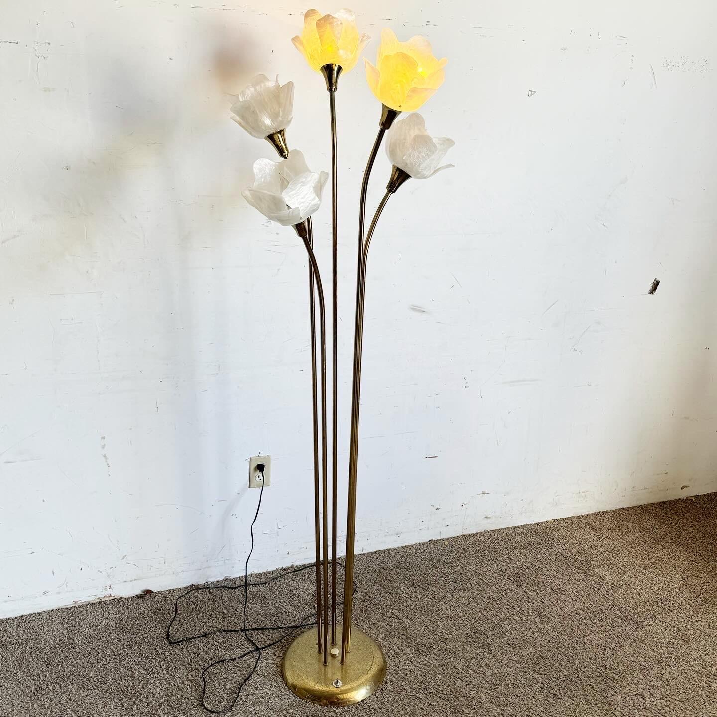 Art Deco Gold und Blumenschirm Stehlampe - 5 Lights (Metall)