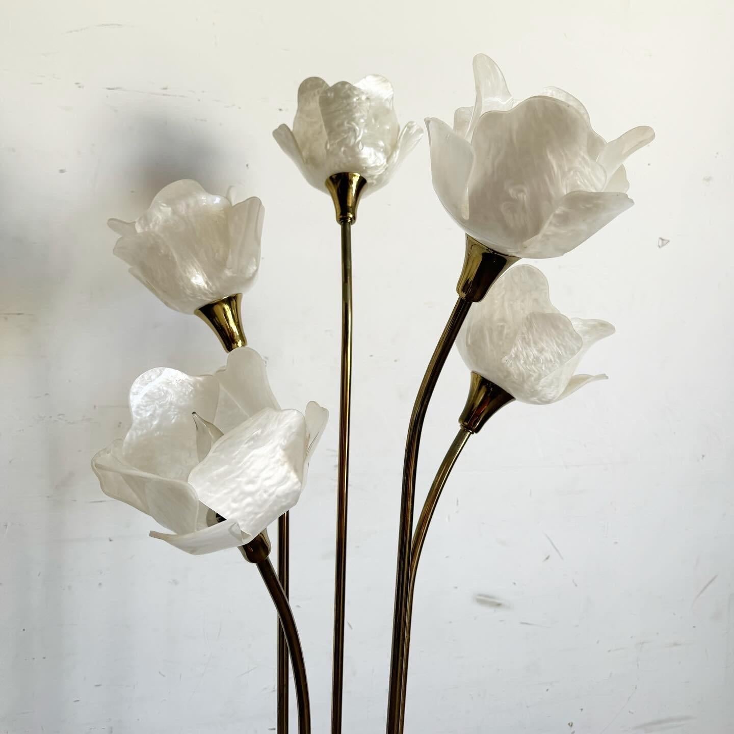 Art Deco Gold und Blumenschirm Stehlampe - 5 Lights 3
