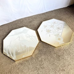 Art Deco Gold and Frosted Octagonal Mirrors by Mechanical Mirror Works - A Pair