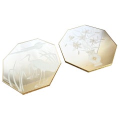 Art Deco Gold and Frosted Octagonal Mirrors by Mechanical Mirror Works - A Pair