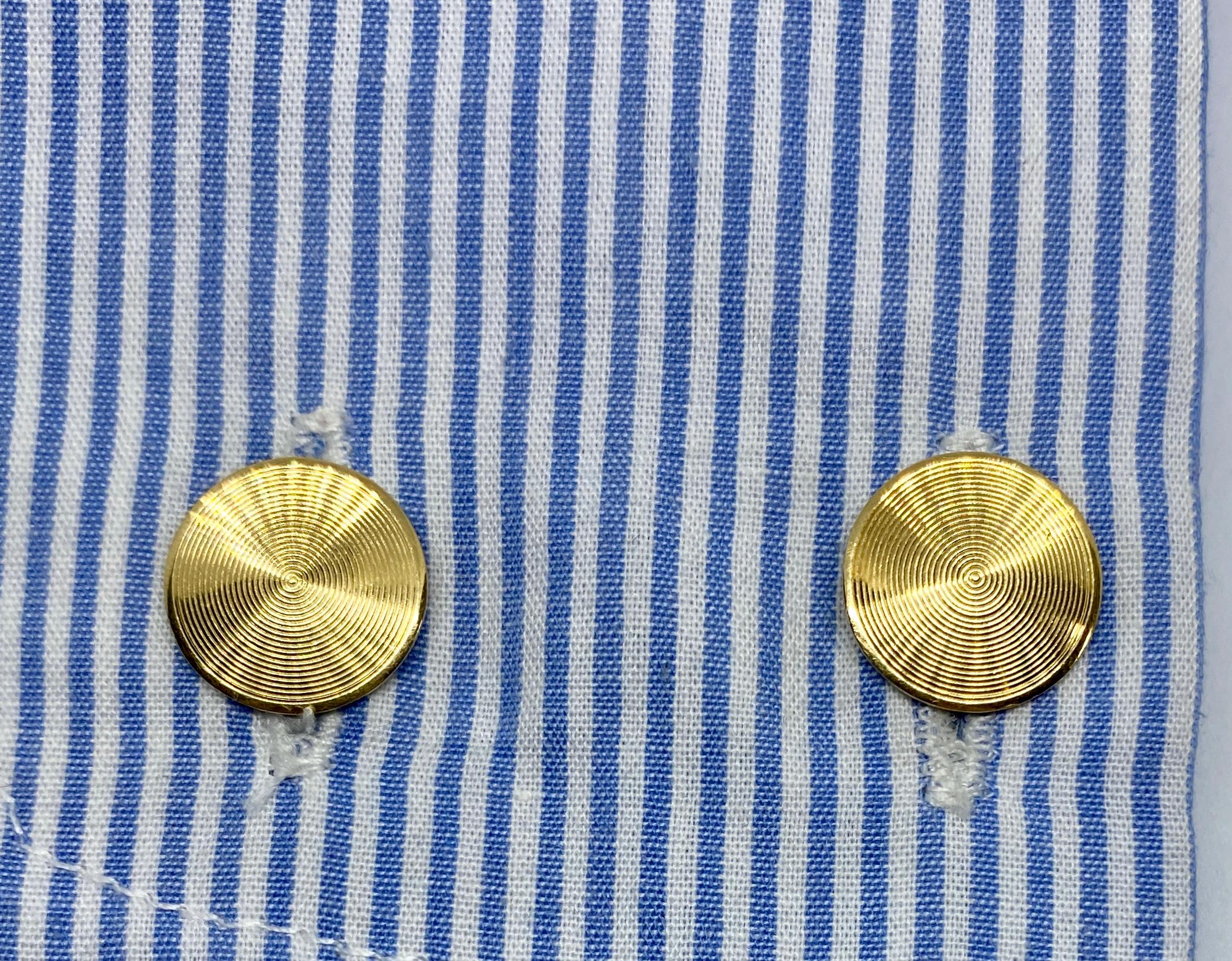Art Deco Gold and Moonstone Cufflinks Dress Set by Sansbury & Nellis  For Sale 4