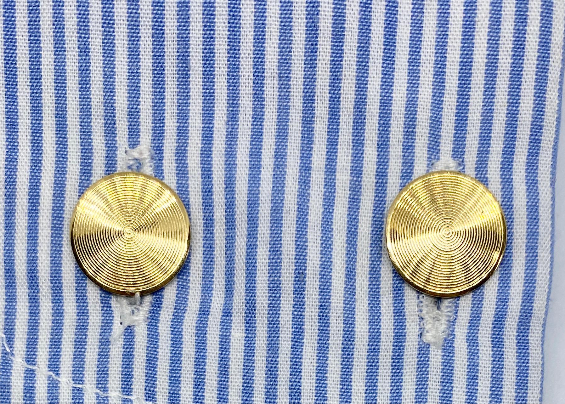 Art Deco Gold and Moonstone Cufflinks Dress Set by Sansbury & Nellis  For Sale 6