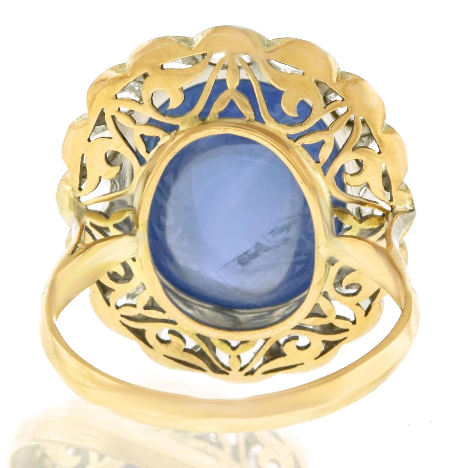 Art Deco Gold and Platinum Ring set with a 11.92ct No Heat Ceylon Sapphire AGL  2