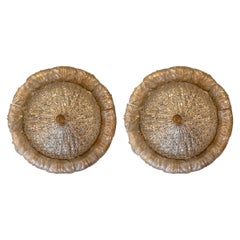 Art Deco Gold and White Glass by Barovier&Toso Wall Ceiling Lights set of 2