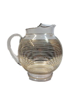 Art Deco Gold Band Pitcher Set, Ball Pitcher, 4 Highball, 4 Cocktail, 4 Shot