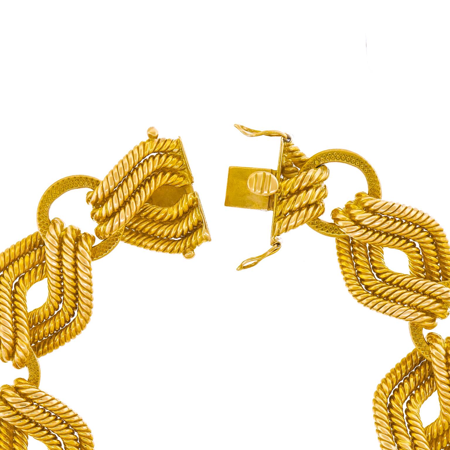 Women's or Men's Art Deco Gold Bracelet For Sale