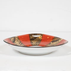 Art Deco Gold/Burnt Persimmon Porcelain Dish by Noritake with Cubist Detailing