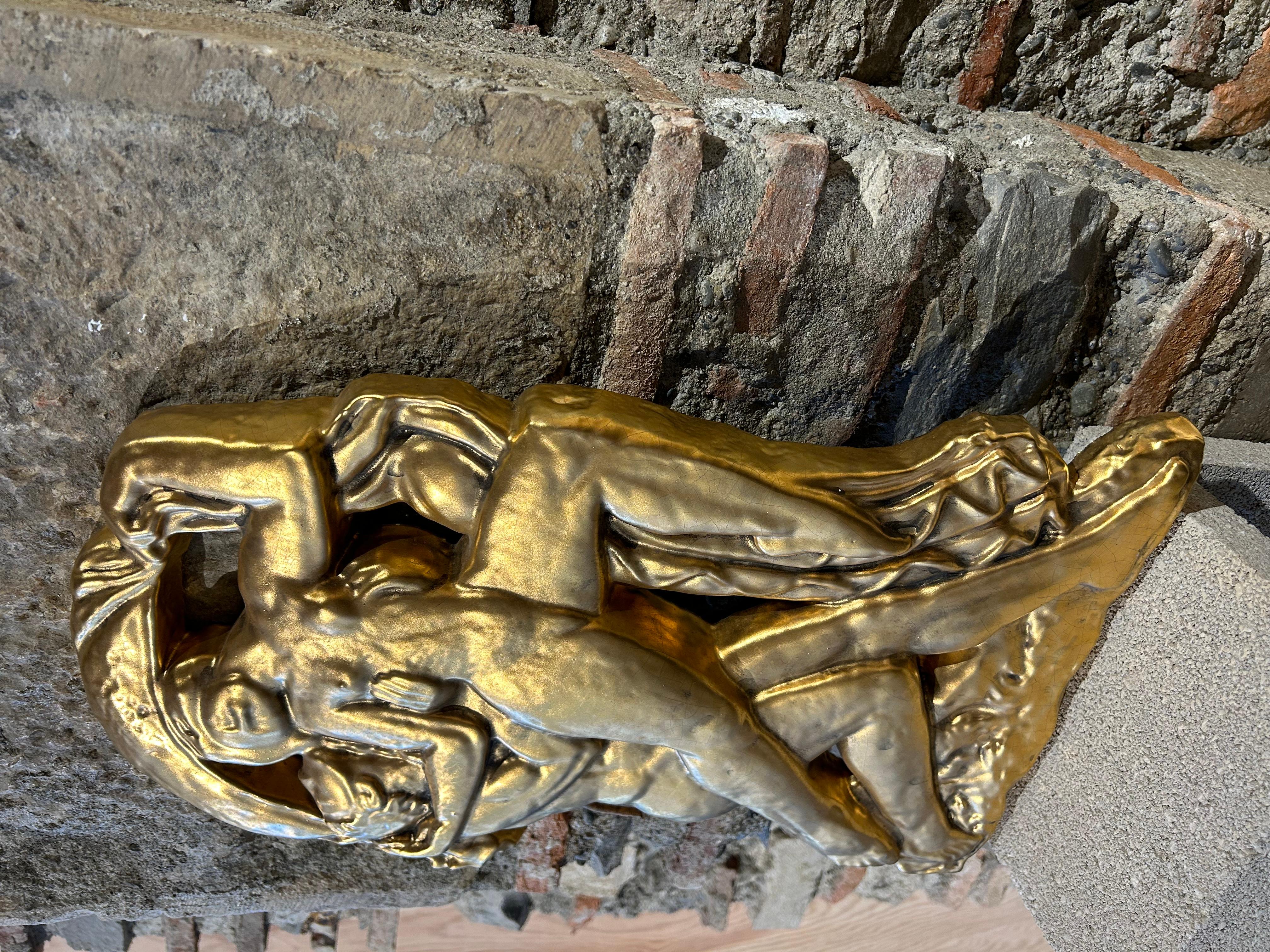 French Art deco gold ceramic For Sale