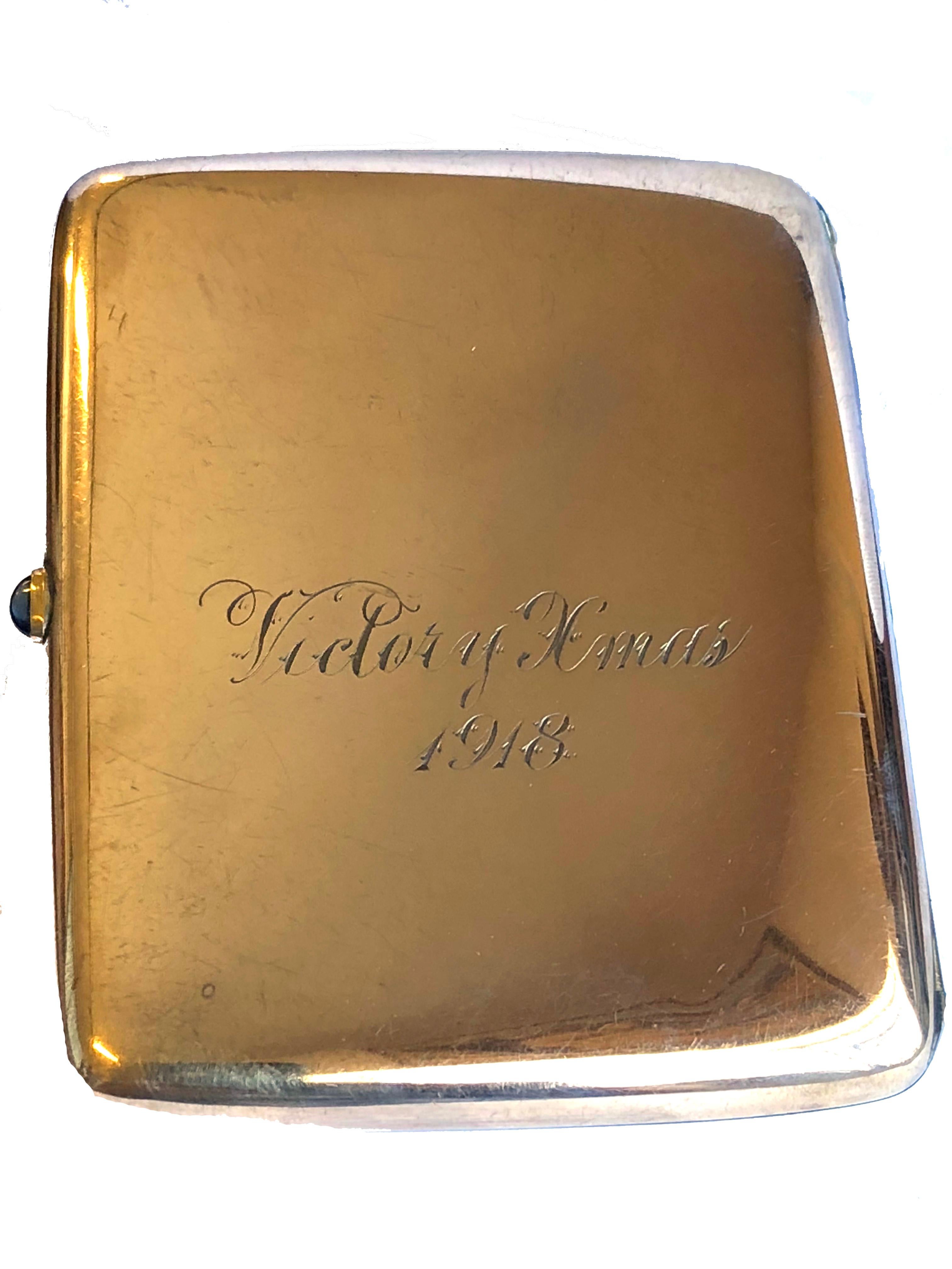 Art Deco Gold Cigarette Case 1918 Victory Xmas WWI 4