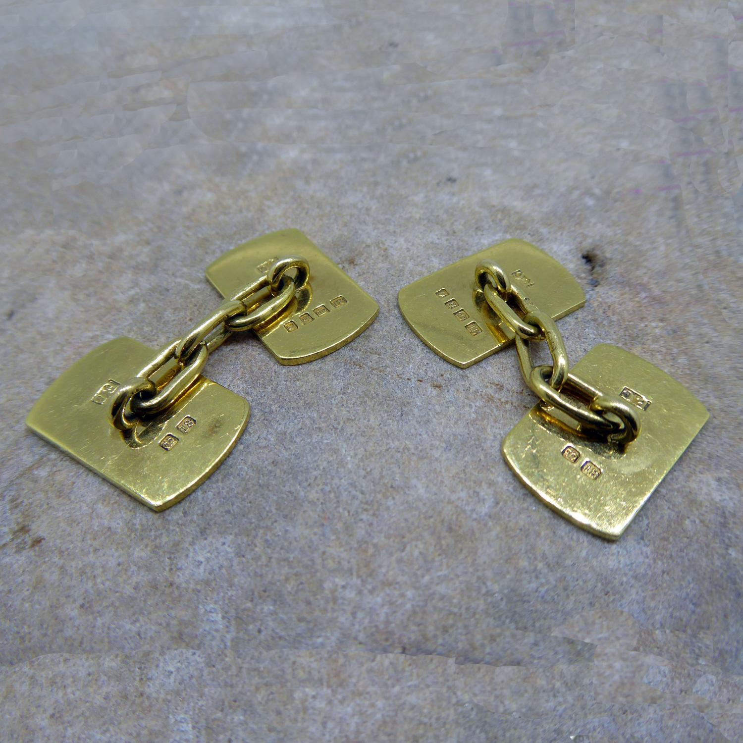 Art Deco Gold Cufflinks, 18 Carat Yellow Gold, Boxed In Good Condition In Yorkshire, West Yorkshire