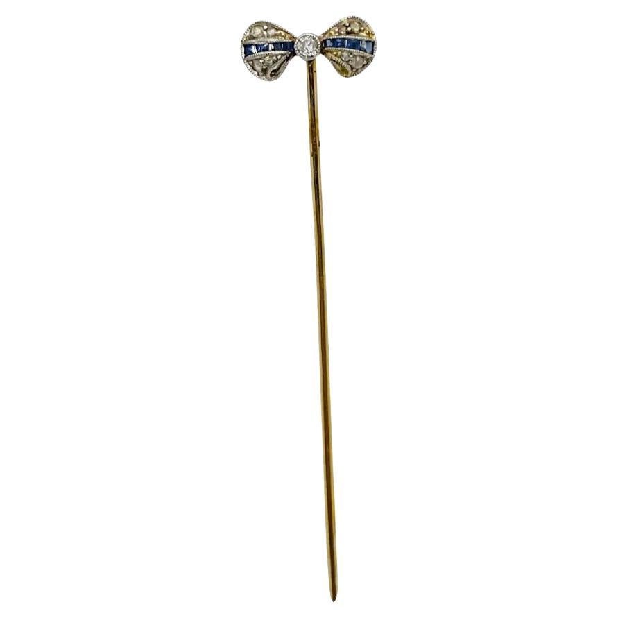 Art Deco Gold Diamond Bowtie Stickpin