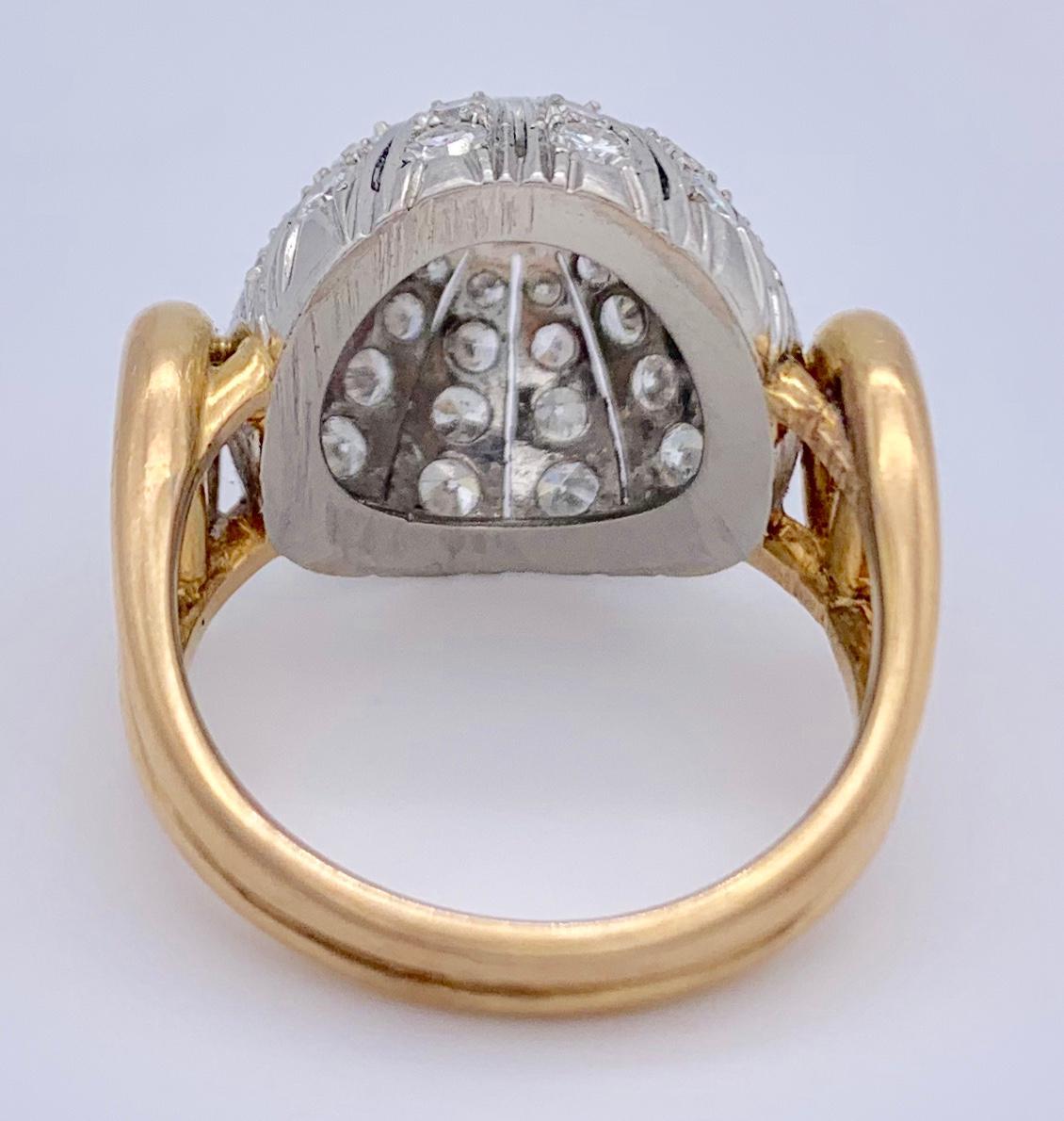 Art Deco Gold Diamond Cocktail Ring 1