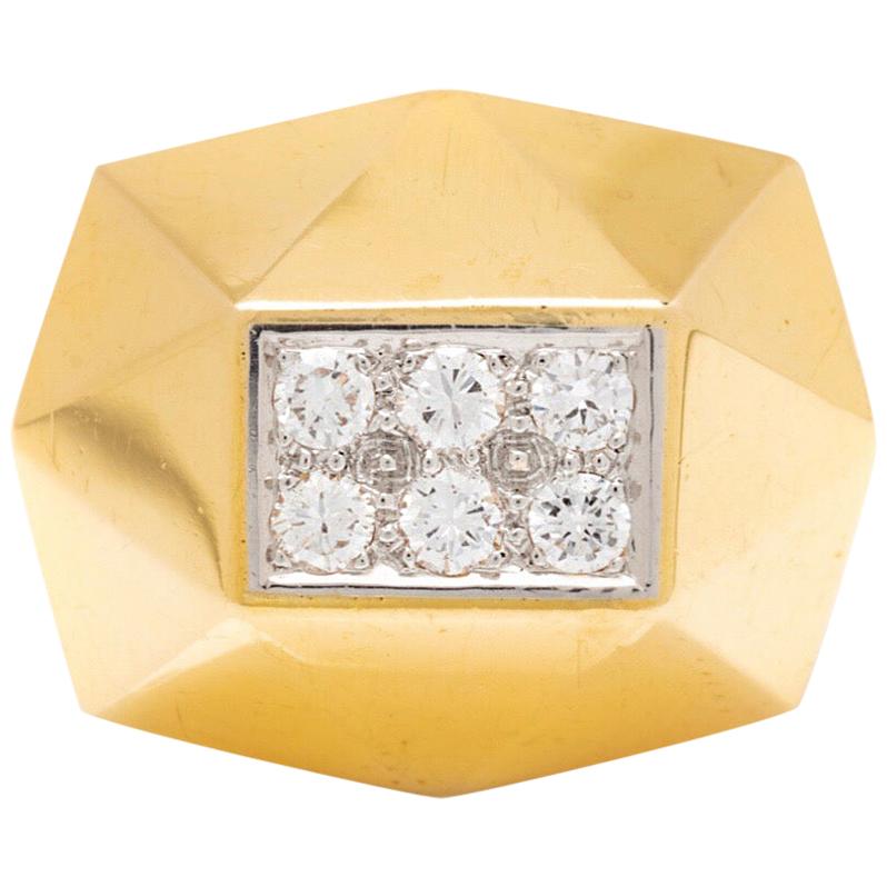 Art Deco Style Gold Diamond Ring For Sale