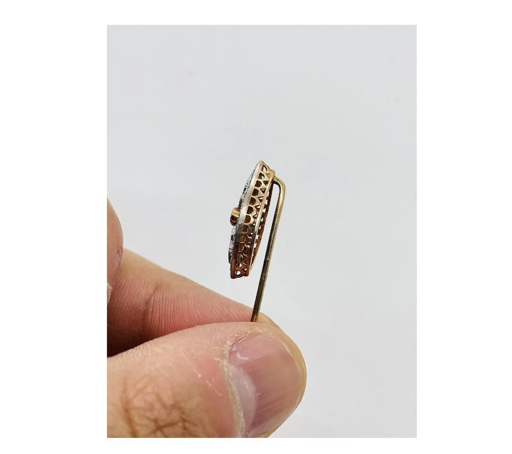 Art Deco Gold Diamond Ruby Long Stickpin For Sale 2