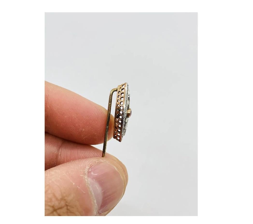 Art Deco Gold Diamond Ruby Long Stickpin For Sale 3