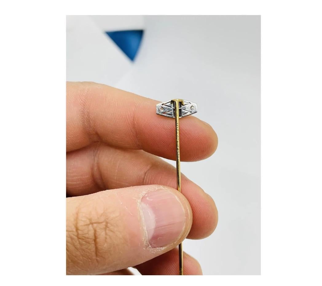 Women's or Men's Art Deco Gold Diamond Sapphire Stickpin