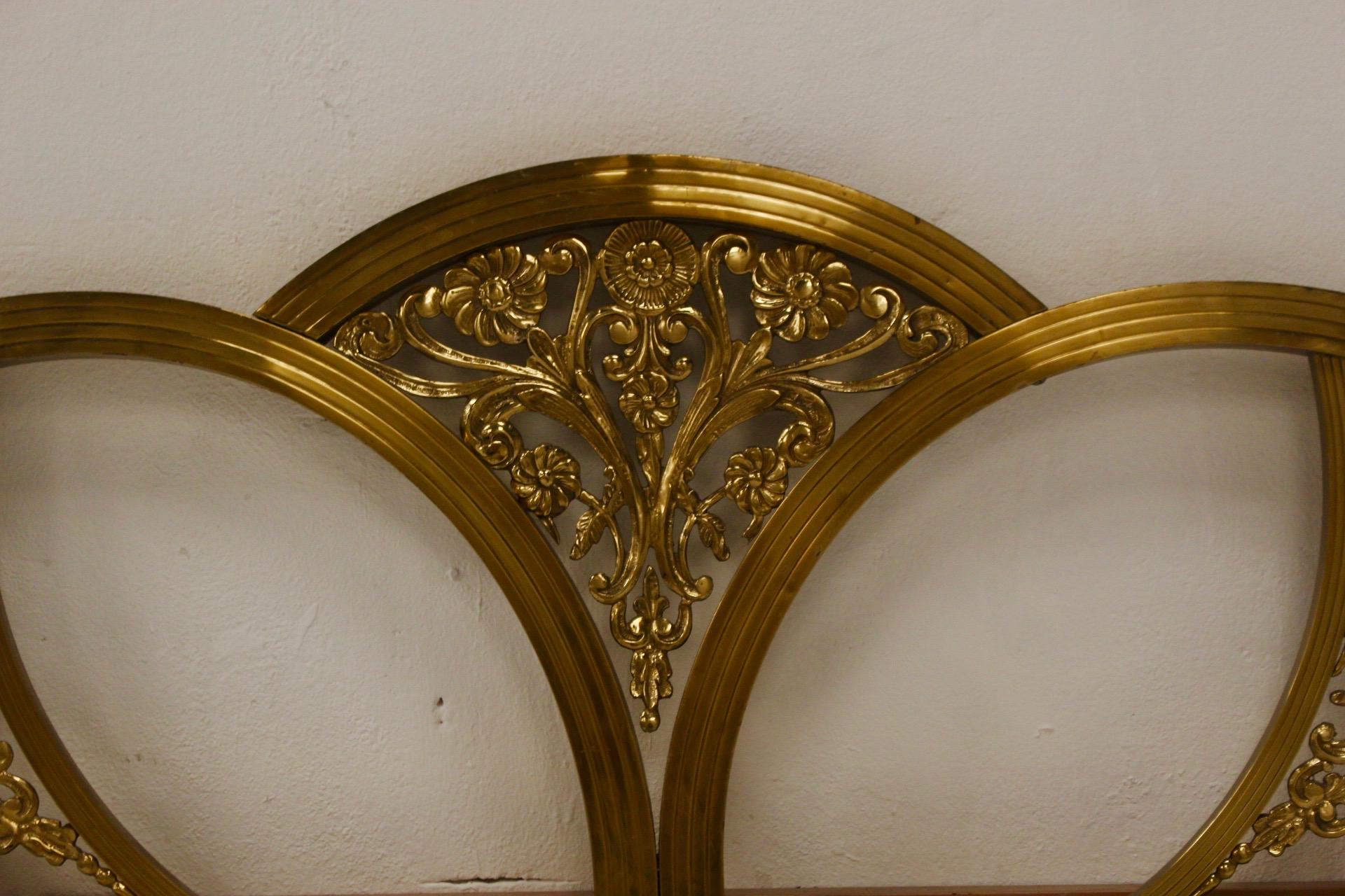 Art Deco Gold Double Bed Headboard and Foot Part, Spain, 1930s For Sale 3