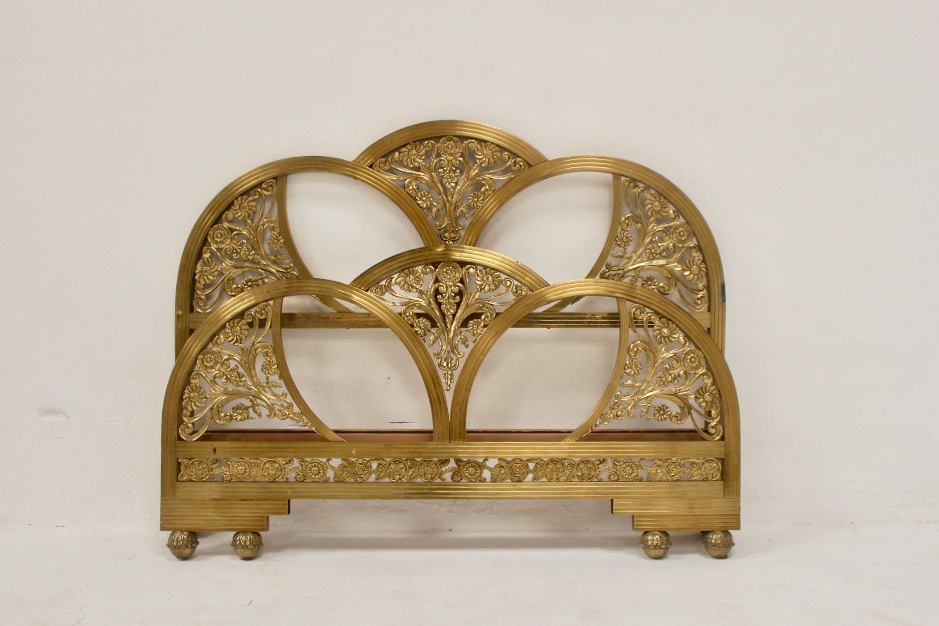 Art Deco Gold Double Bed Headboard and Foot Part, Spain, 1930s For Sale 6