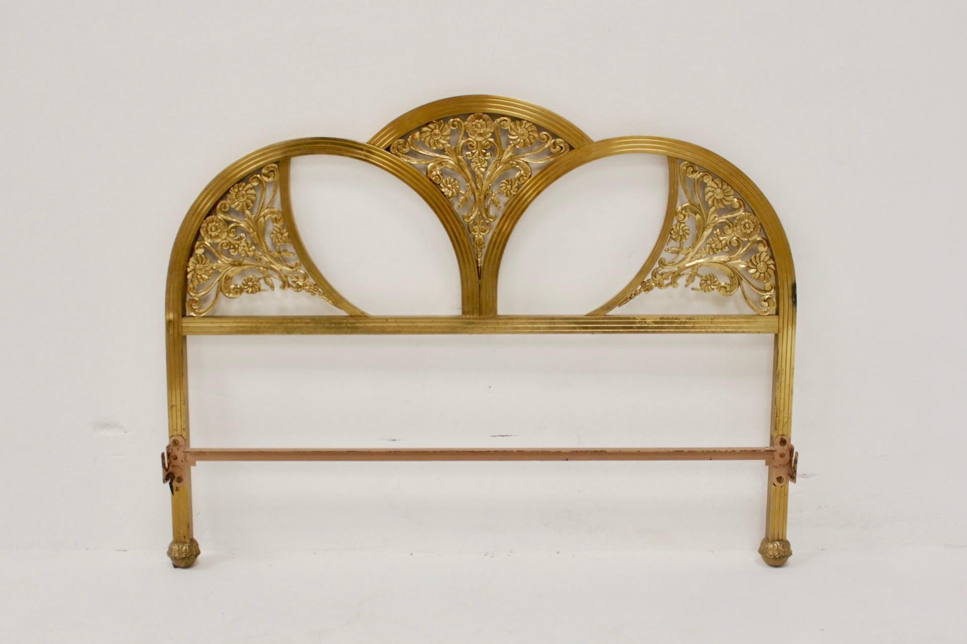 Art Deco nickeled brass double bed, headboard and foot part without bars (you need to add them, you can make them as long as you need it), Spain, circa 1930s. You can make it as long as you need it.
Fair condition.
Nickeled brass structures