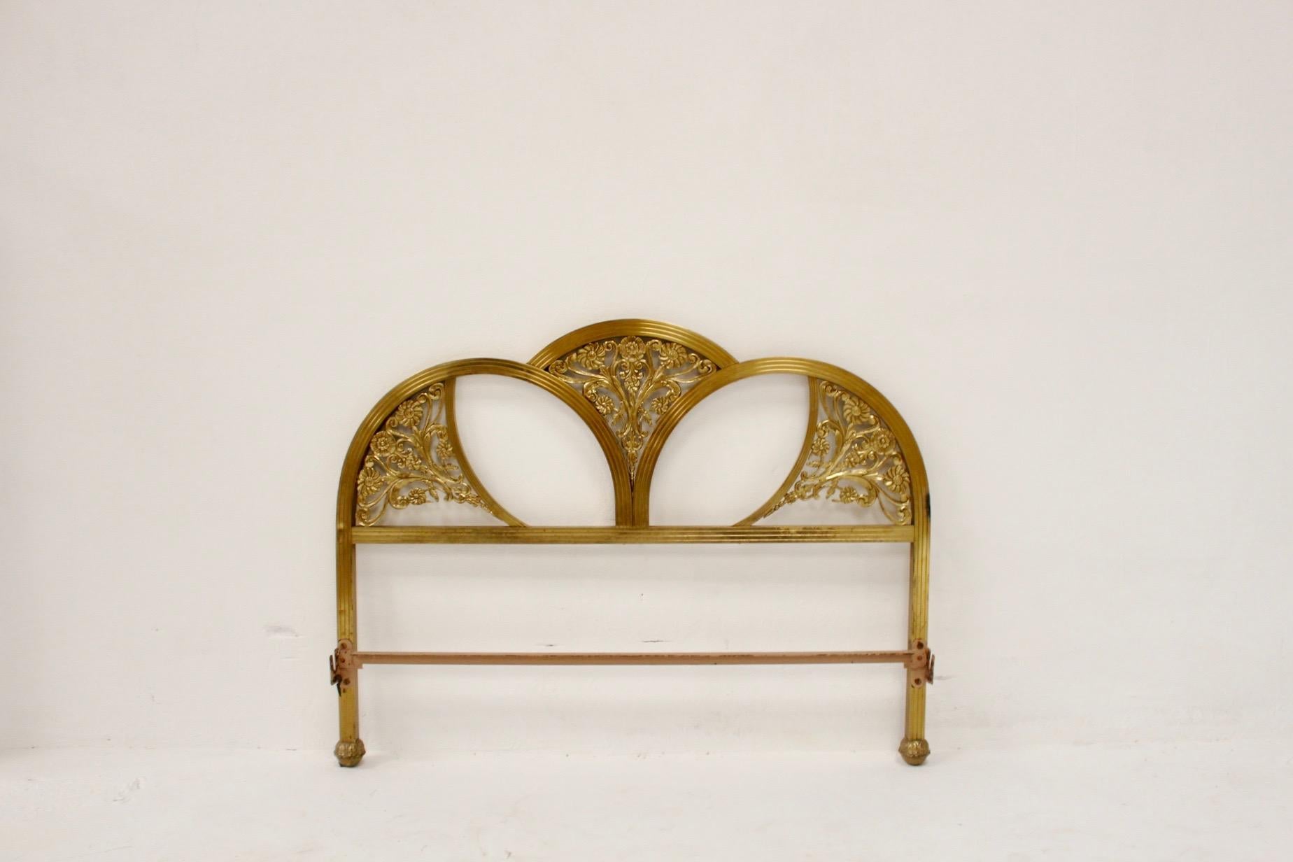 Spanish Art Deco Gold Double Bed Headboard and Foot Part, Spain, 1930s For Sale