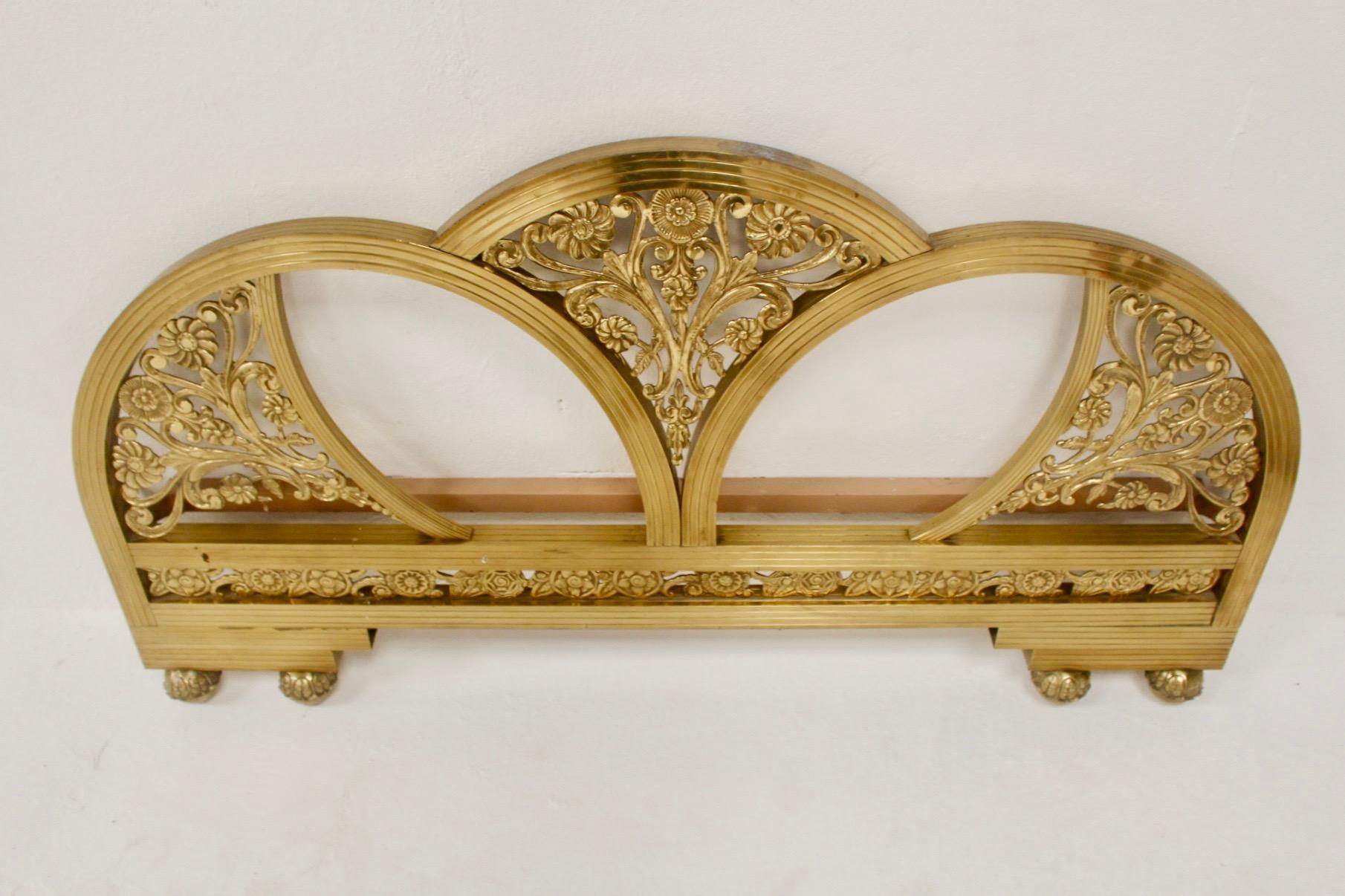 Art Deco Gold Double Bed Headboard and Foot Part, Spain, 1930s In Fair Condition For Sale In Valencia, Valencia